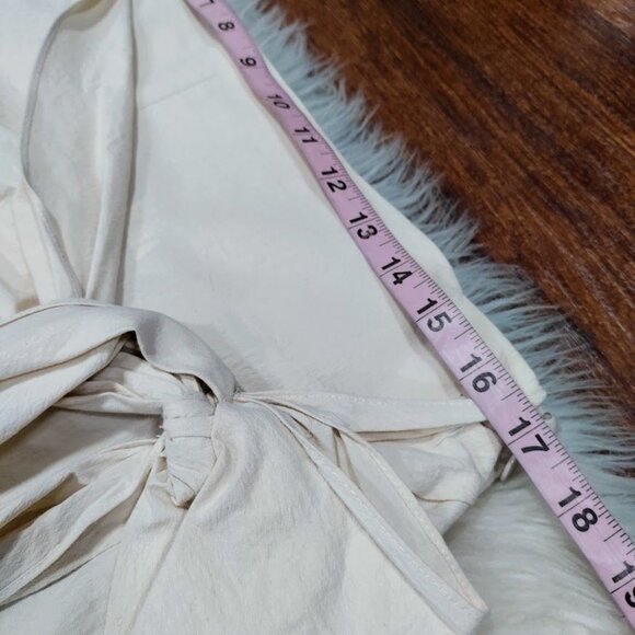 Zara Womens XL High Waisted Tapered Leg Capri Trousers Pants Cream Off White - Picture 12 of 16